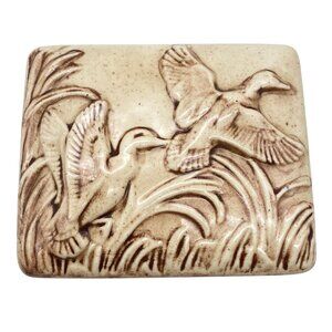 VTG Duck trinket box dresser box ceramic handmade flying Studio art piece